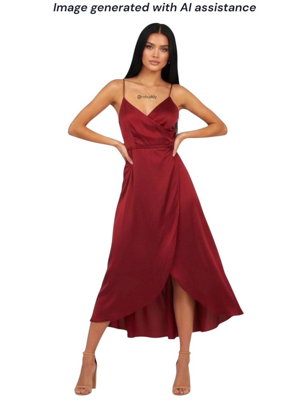 Showpo. size 14 wine satin wrap dress